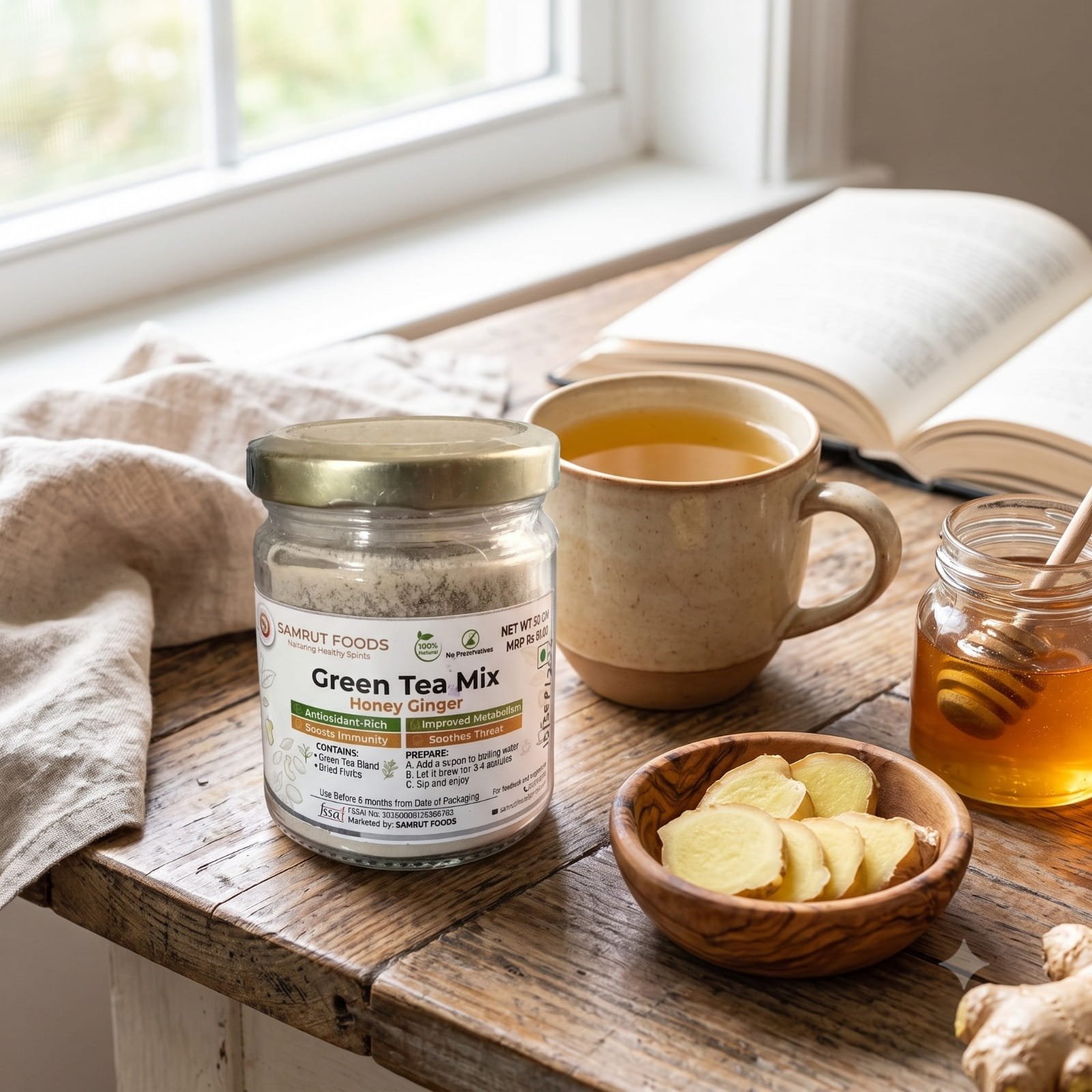 Honey ginger green tea